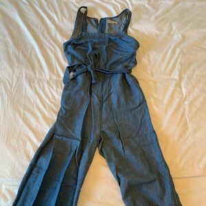 Madewell sleeveless denim jumpsuit with tie waist